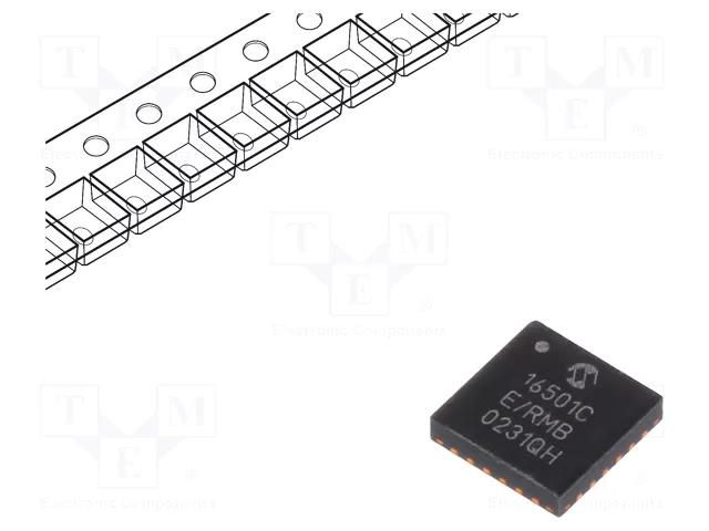 PMIC; LDO,DC/DC converter; Uin: 2.7÷5.5VDC; 0.3÷1A; VQFN24; SMD MICROCHIP TECHNOLOGY MCP16501TC-E/RMB