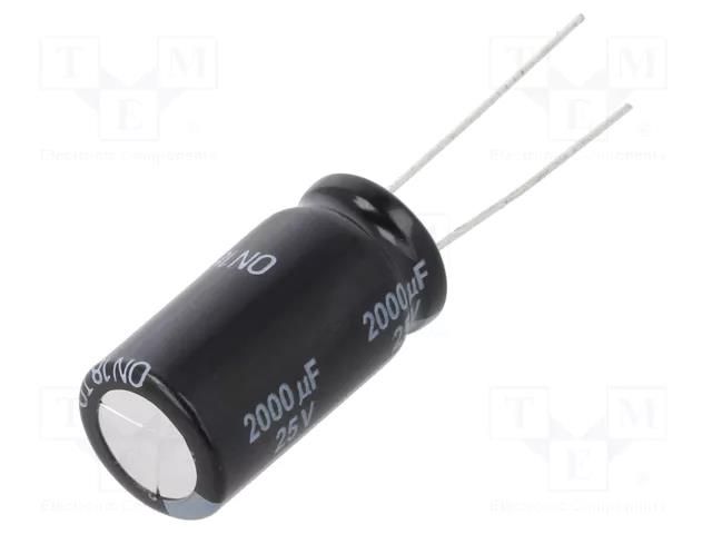 Capacitor: electrolytic; THT; 2000uF; 25VDC; Ø12.5x25mm; Pitch: 5mm PANASONIC EEUFP1E202B