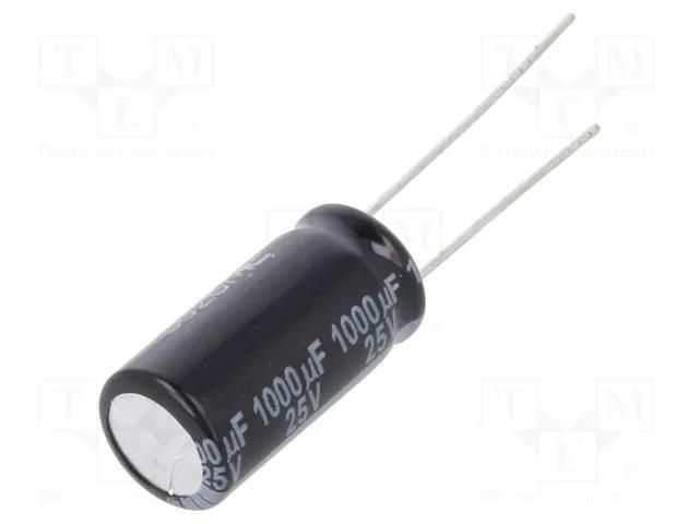 Capacitor: electrolytic; THT; 1000uF; 25VDC; Ø10x20mm; Pitch: 5mm PANASONIC EEUFP1E102
