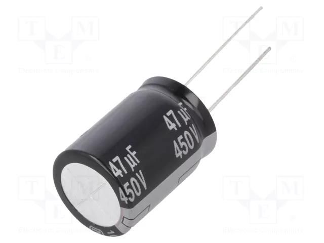 Capacitor: electrolytic; THT; 47uF; 450VDC; Ø18x25mm; ±20%; 10000h PANASONIC EEUEE2W470S