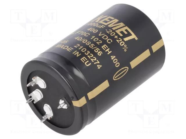 Capacitor: electrolytic; SNAP-IN; 1000uF; 400VDC; Ø40x60mm; ±20% KEMET ALF70C102EH400
