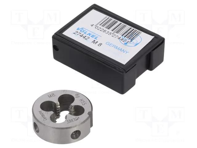 Threading die; high speed steel; M8; 1.25; Ø: 25mm; Thk: 9mm; 6g VÖLKEL VOLKEL-27442