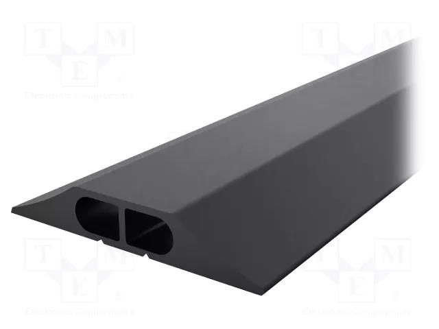 Cable protector; Width: 83mm; L: 9m; PVC; H: 14mm; black; Chambers: 2 COBA EUROPE COBA-CP010003