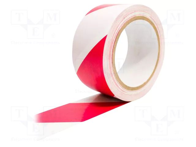 Tape: warning; white-red; L: 33m; W: 50mm; self-adhesive; Thk: 0.15mm COBA EUROPE COBA-TP130302