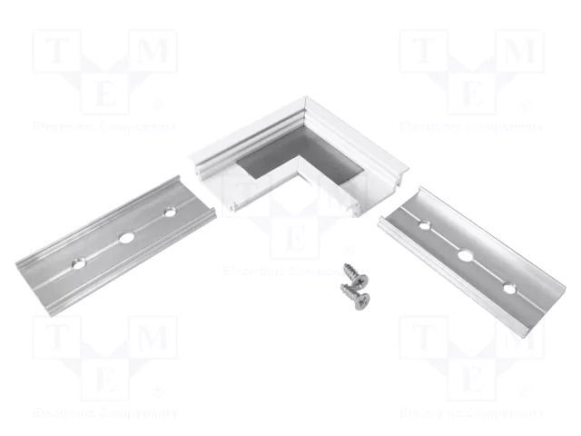 Connector 90°; white; aluminium; GROOVE14 TOPMET TOP-A3990001