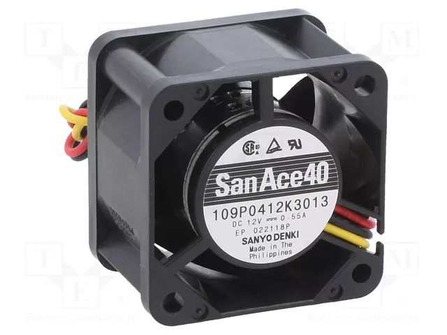 Fan: DC; axial; 12VDC; 40x40x28mm; 35.4m3/h; 50dBA; ball; 15500rpm SANYO DENKI 109P0412K3013