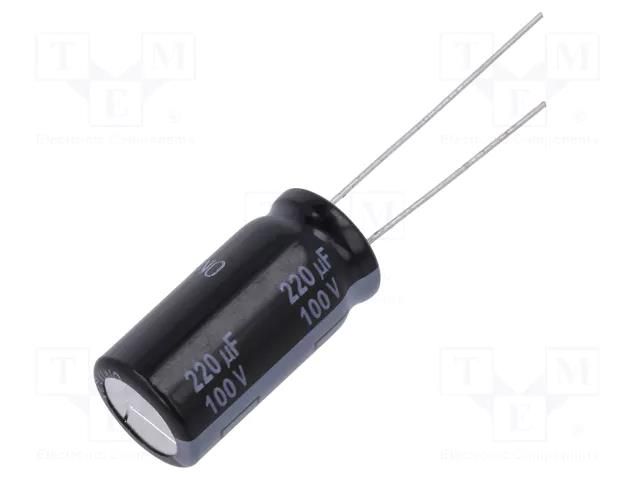 Capacitor: electrolytic; low ESR; THT; 220uF; 100VDC; Ø12.5x25mm PANASONIC EEUFS2A221