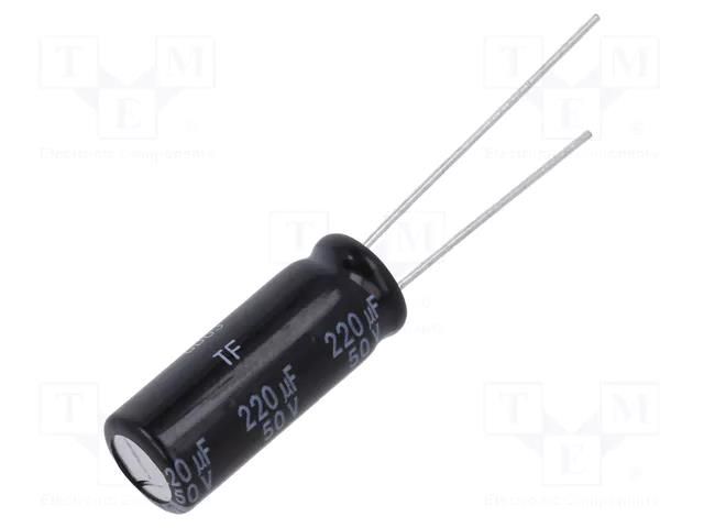 Capacitor: electrolytic; low ESR; THT; 220uF; 50VDC; Ø8x20mm; ±20% PANASONIC EEUFS1H221L