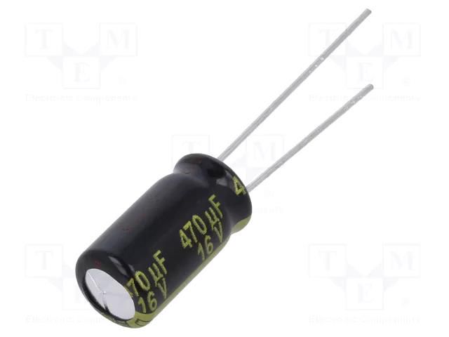 Capacitor: electrolytic; low ESR; THT; 470uF; 16VDC; Ø8x15mm; ±20% PANASONIC EEUFM1C471L