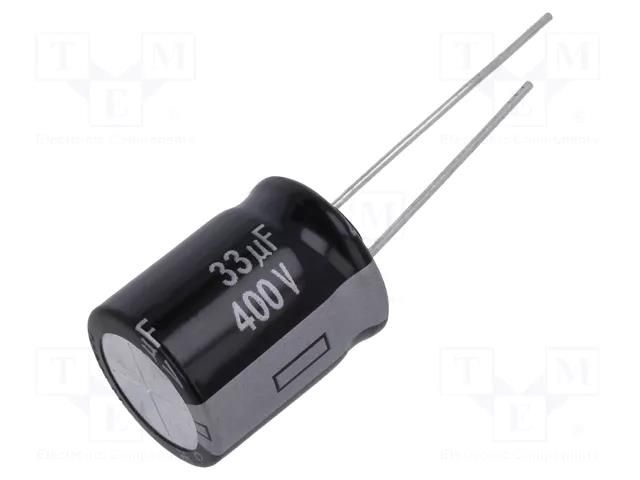 Capacitor: electrolytic; THT; 33uF; 400VDC; Ø16x20mm; ±20%; 10000h PANASONIC EEUEE2G330S