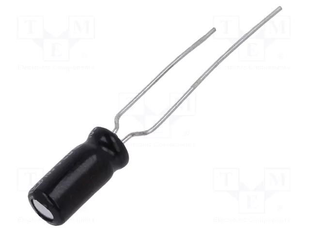Capacitor: electrolytic; THT; 10uF; 50VDC; Ø5x11mm; Pitch: 5mm; ±20% PANASONIC EEUEB1H100SB