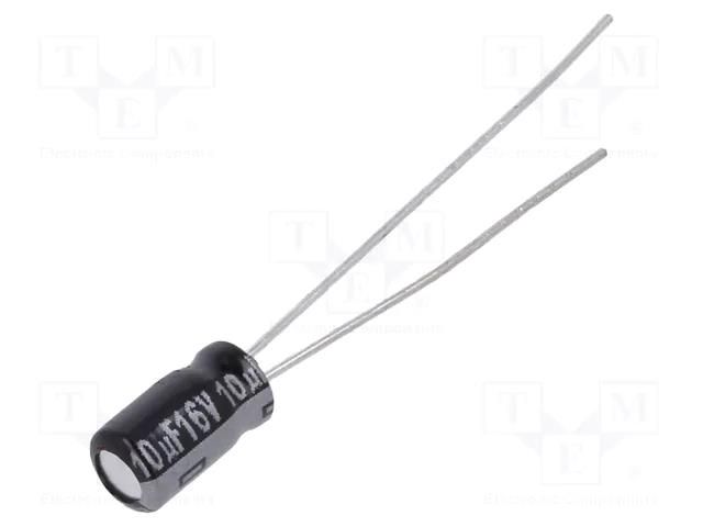 Capacitor: electrolytic; THT; 10uF; 16VDC; Ø4x7mm; Pitch: 1.5mm PANASONIC EEAGA1C100