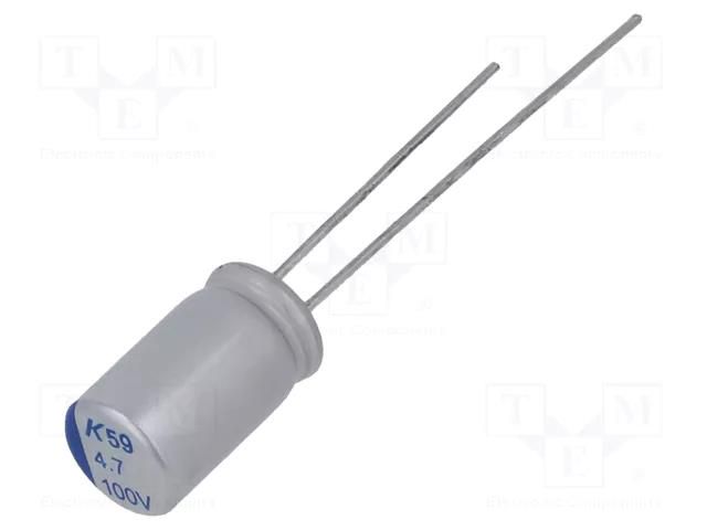 Capacitor: polymer; low ESR; 4.7uF; 100VDC; THT; ESR: 160mΩ; A759 KEMET A759EQ475M2AAAE160