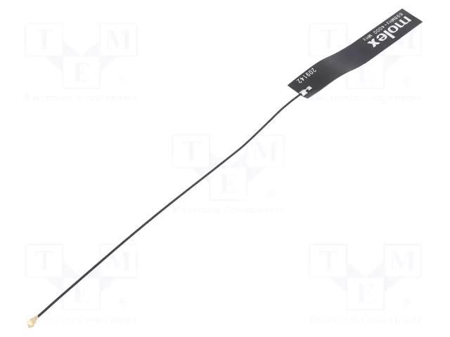 Antenna; GSM,LTE; 1.2dBi,2.7dBi,5.2dBi; linear; Len: 180mm; U.FL MOLEX 2091420180
