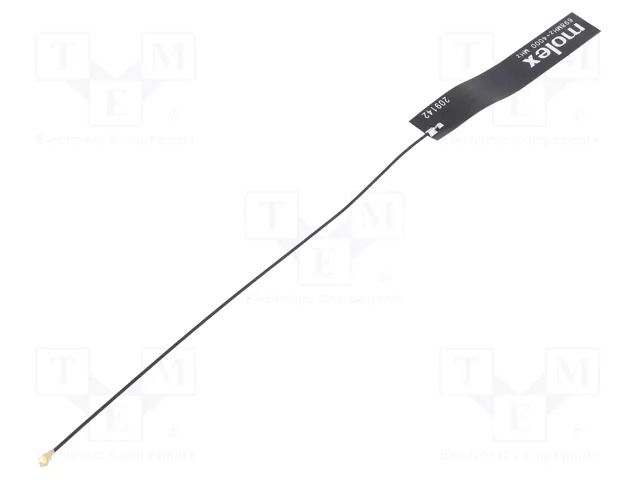 Antenna; GSM,LTE; 1.2dBi,2.7dBi,5.2dBi; linear; Len: 180mm; U.FL MOLEX 2091420180