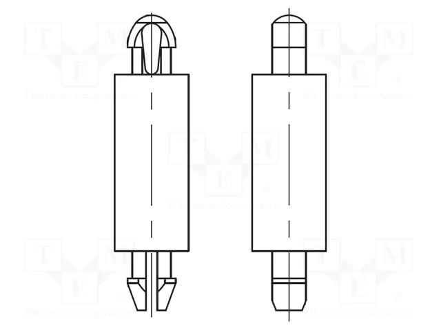 PCB distance; polyamide 66; L: 2mm; latch/latch; natural; UL94V-2 DREMEC DR8G505V40155