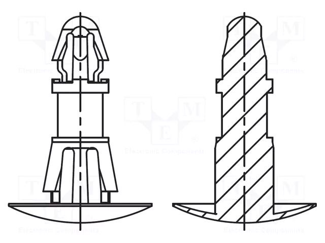 Assembly stud; polyamide 66; L: 8mm; latch/latch; natural; UL94V-0 DREMEC DR8G820V41792