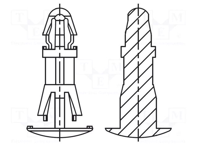 Assembly stud; polyamide 66; L: 10mm; latch/latch; black; UL94V-2 DREMEC DR8G820V41447