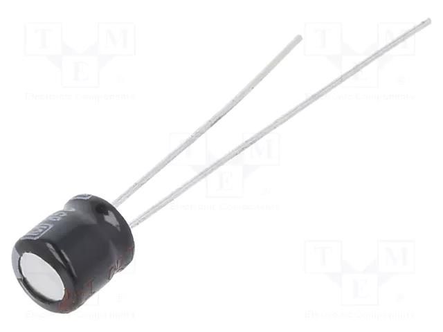 Capacitor: electrolytic; THT; 10uF; 25VDC; Ø5x5mm; Pitch: 2mm; ±20% PANASONIC ECEA1EKS100