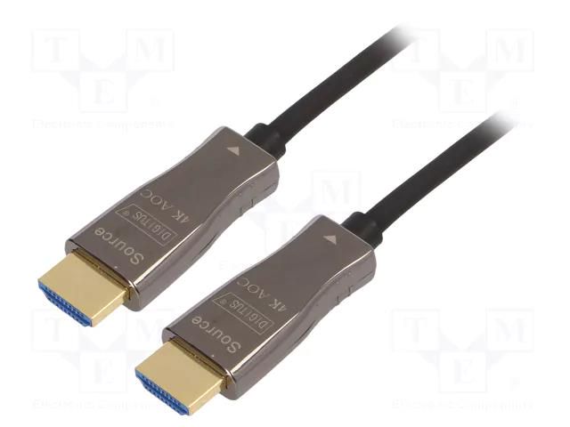 Cable; HDMI plug,both sides; 15m; black; metal DIGITUS AK-330125-150-S