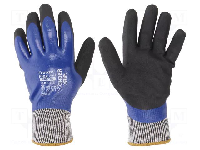 Protective gloves; Size: 8,M; blue; latex,polyester WONDER GRIP WG-538-M/08