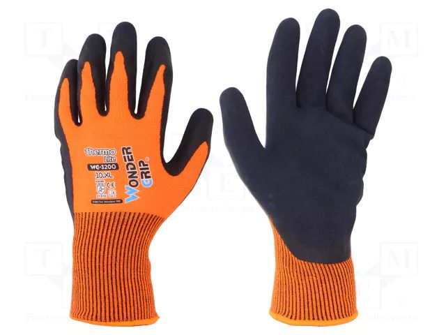 Protective gloves; Size: 10,XL; orange; acrylic,latex WONDER GRIP WG-320-XL/10