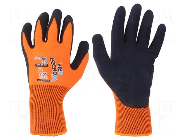 Protective gloves; Size: 9,L; orange; acrylic,latex; Thermo Lite WONDER GRIP WG-320-L/09