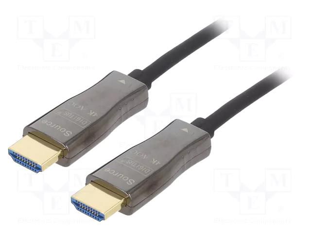 Cable; HDMI plug,both sides; 20m; black; metal DIGITUS AK-330125-200-S