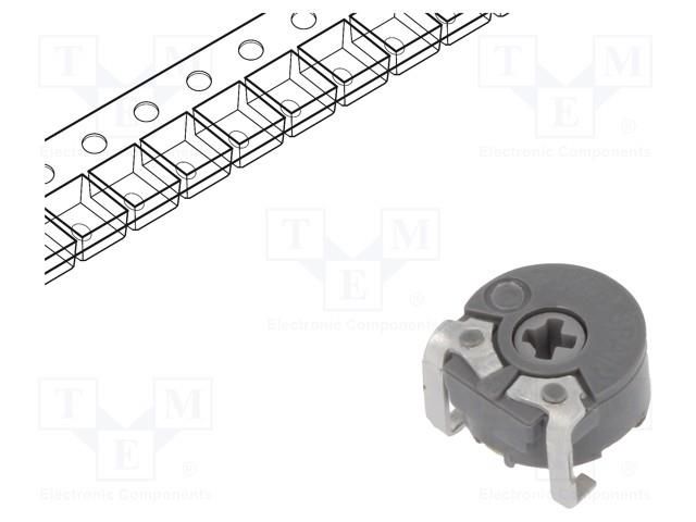 Potentiometer: mounting; single turn,horizontal; 10kΩ; 100mW; SMD PIHER PS6KV55-103A-I