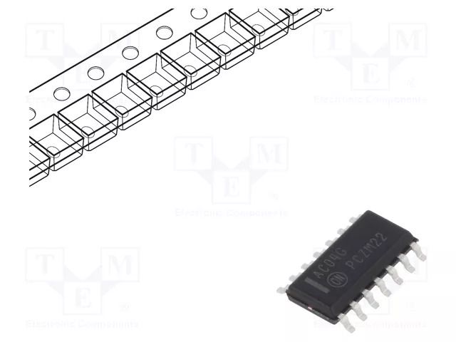 IC: digital; NOT; Ch: 6; IN: 1; CMOS; SMD; SO14; 2÷6VDC; -40÷85°C; 40uA ONSEMI MC74AC04DR2G