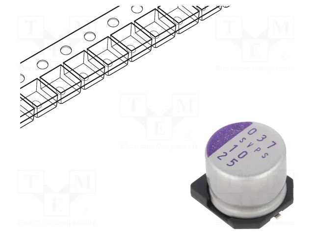 Capacitor: polymer; 10uF; 25VDC; SMD; OS-CON SVPS; ±20%; Ø8x7mm PANASONIC 25SVPS10M
