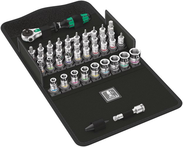 8100 SA All-in Zyklop Speed Ratchet Set, 1/4" drive, with holding function, metric, 1 x 1/4"x152.0; 1 x 1/4"x150.0; 1 x 1/4"x56.0; 1 x 4.0x23.0; 1 x 4.5x23.0; 1 x 5.0x23.0; 1 x 5.5x23.0; 1 x 6.0x23.0; 1 x 7.0x23.0; 1 x 8.0x23.0; 1 x 9.0x23.0; 1 x 10.0x23. 05003755001