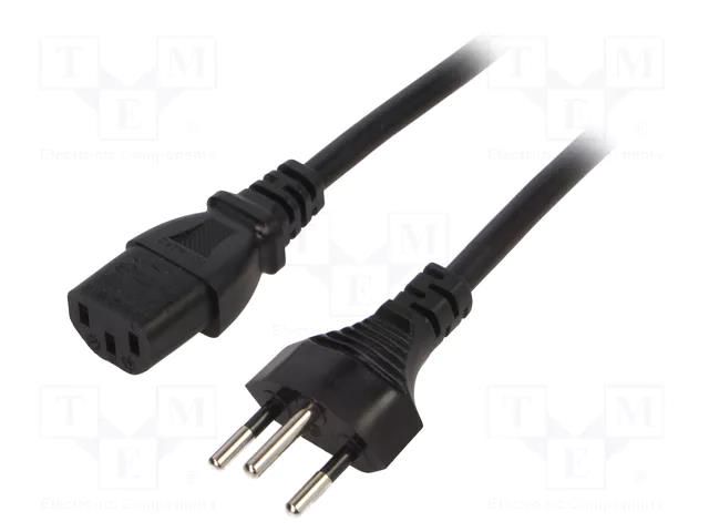 Cable; 3x1mm2; IEC C13 female,SEV-1011 (J) plug; PVC; 1.8m; black LIAN DUNG SN30-3/10/1.8BK