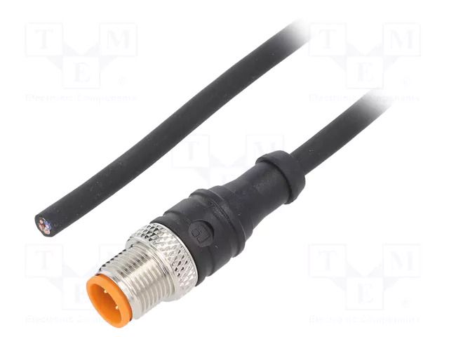 Cable: for sensors/automation; M12; PIN: 4; straight; 5m; plug; 4A LUTRONIC 121004002-5M