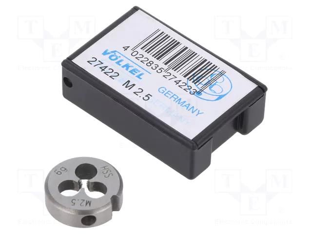 Threading die; high speed steel; M2,5; 0.45; Ø: 16mm; Thk: 5mm; 6g VÖLKEL VOLKEL-27422