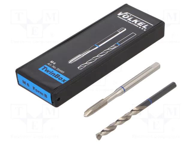 Tap; high speed steel cobalt HSS-E; M6; 1; ISO2/6H; Kit: tap,drill VÖLKEL VOLKEL-35493
