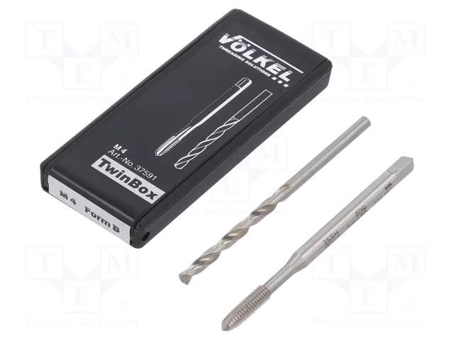 Tap; high speed steel cobalt HSS-E; M4; 0.7; ISO2/6H; 2pcs. VÖLKEL VOLKEL-37591