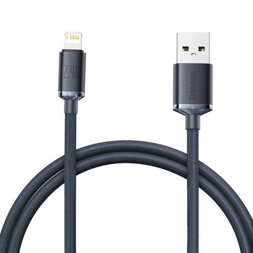 Baseus Crystal Shine Series cable USB cable for fast charging and data transfer USB Type A - Lightning 2.4A 1.2m black (CAJY000001), Baseus 6932172602680 6932172602680