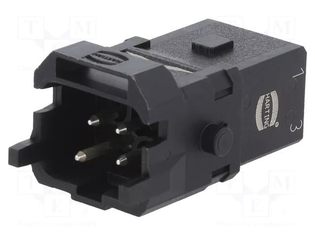 Connector: HDC; contact insert; male; Han® 1A; PIN: 4; 3P+PE HARTING 09100032601