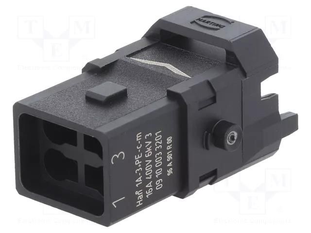 Connector: HDC; contact insert; male; Han® 1A; PIN: 4; 3P+PE; Han E® HARTING 09100033201