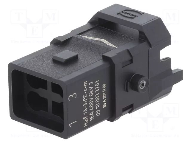 Connector: HDC; contact insert; male; Han® 1A; PIN: 4; 3P+PE; Han E® HARTING 09100033201