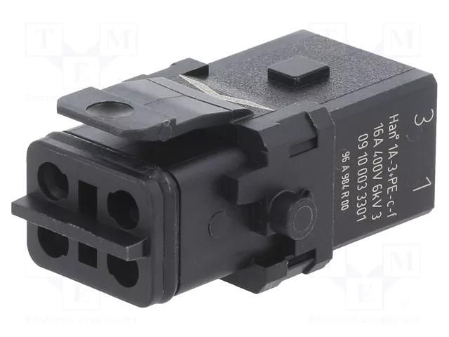 Connector: HDC; contact insert; female; Han® 1A; PIN: 4; 3P+PE HARTING 09100033301
