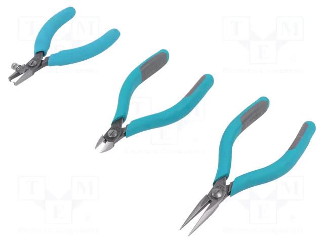 Kit: pliers; cutting,for wire stripping,half-rounded nose; ESD WELLER WEL.2450K