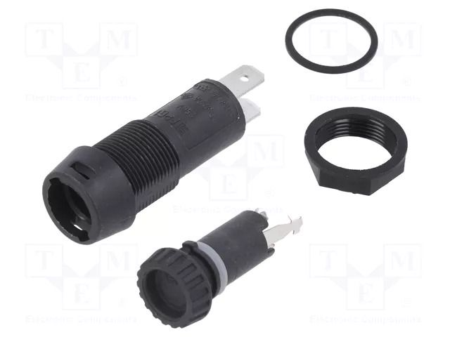 Fuse holder; 5x20mm; 10A; 250VAC; FPG1; on panel; black; UL94V-0 SCHURTER 3101.0315