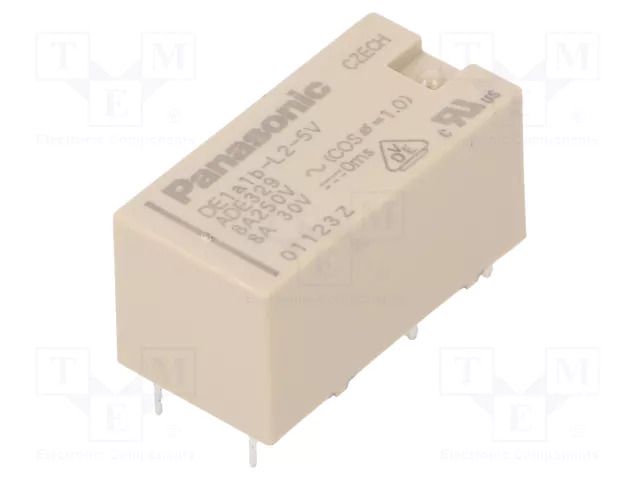 Relay: electromagnetic; SPST-NO + SPST-NC; Ucoil: 5VDC; 8A/250VAC PANASONIC DE1A1B-L2-5V