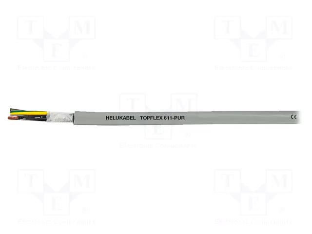 Wire: servo drive; TOPFLEX®611-PUR; 4G6mm2; PUR; grey; stranded; Cu HELUKABEL TOPFLEX611P-4G6