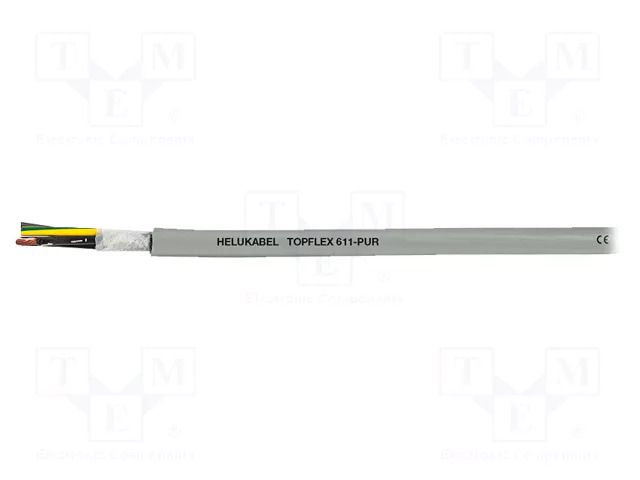 Wire: servo drive; TOPFLEX®611-PUR; 4G6mm2; PUR; grey; stranded; Cu HELUKABEL TOPFLEX611P-4G6
