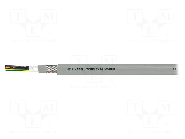 Wire: servo drive; TOPFLEX®611-C-PUR; 4G16mm2; grey; stranded; Cu HELUKABEL TOPFLEX611CP-4G16