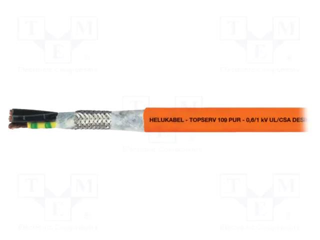 Wire: servo drive; TOPSERV®109; 4G6mm2; orange; stranded; Cu; PUR HELUKABEL TOPSERV109P-4X6