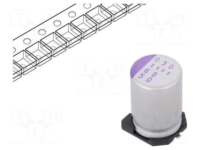 Capacitor: polymer; 68uF; 50VDC; SMD; OS-CON SVPK; ±20%; Ø8x12mm PANASONIC 50SVPK68M